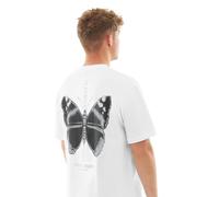 Johnny Urban Camiseta Oversize Hombre & Mujer Blanco - Sammy Chrome Butterfly - Oversized Camiseta Basica de Manga Media - 100% Algodón - Estampado de Mariposas