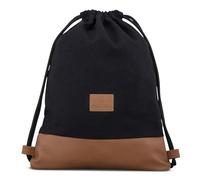 Johnny Urban Mochila Gimnasio Mujer y Hombre Negra Marrón - Luke - Bolsa de Lona con Bolsillo - Mochilas de Algodón con Cordóne para Deporte, Tiempo Libre y Playa - Hidrófugo