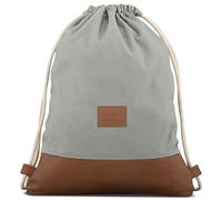 Johnny Urban Mochila Gimnasio Mujer y Hombre Gris Marrón - Luke - Bolsa de Lona con Bolsillo - Mochilas de Algodón con Cordóne para Deporte, Tiempo Libre y Playa - Hidrófugo