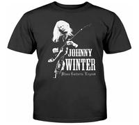 Johnny Winter Blues Guitarist Unisex T-Shirt Printed tee Black Mens Top Shirt XL