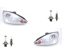 Johns, Apto para faros de Ford Focus, cristal transparente y cromo, juego de izquierda y derecha con H7/H1.