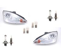 Johns, Apto para faros delanteros de Ford Focus, cristal transparente cromado + juego de faros izquierdo y derecho.