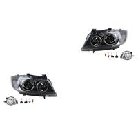 Johns, Juego de faros delanteros de xenón para BMW Serie 3 E90 E91 01/2005 - 08/08 D1S H7 izquierda y derecha + faros antiniebla + bombilla