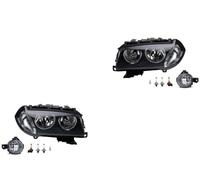 Johns, Juego de faros delanteros halógenos para BMW X3 E83 09/06 H7 H7 izquierda y derecha + faros antiniebla + bombilla