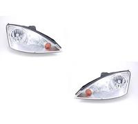 Johns, juego de faros halógenos compatibles con Ford Focus, cristal claro-cromo, SET Sete H7 H1