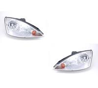 Johns, Juego de faros halógenos para Ford Focus de cristal transparente y cromo