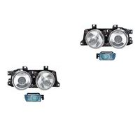 Johns, Juego de faros halógenos principales aptos para BMW Serie 5 E34 88-95 Super-DE H1 + niebla