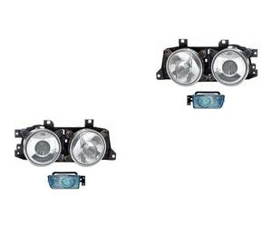 Johns, Juego de faros halógenos principales aptos para BMW Serie 5 E34 88-95 Super-DE H1 + niebla