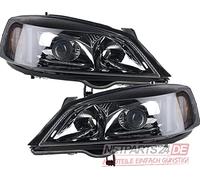 Johns, Juego de faros para Opel Astra faros negros G 98 - 04 como set xenón/H7 lin.