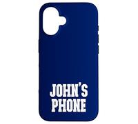 John's Phone John Nombre Personalizado Blanco Azul Carcasa para iPhone 16