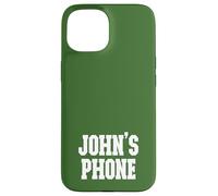 John's Phone John Nombre Personalizado Blanco Verde Carcasa para iPhone 15