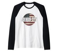 Johnson City Tennessee, Bandera Americana Vintage Camiseta Manga Raglan