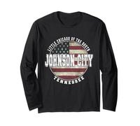Johnson City Tennessee, Bandera Americana Vintage Manga Larga