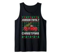 Johnson Family Ugly Christmas Sweater Red Truck Funny Xmas Camiseta sin Mangas