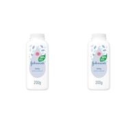 Johnson's Baby Polvo (200 g), polvo natural para toda la familia, polvo suave 99% natural para pieles sensibles, hipoalergénico sin alcohol, parabenos, colorantes ni ftalatos (Paquete de 2)