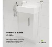 Blumfeldt Johnstone Mueble de baño Mueble para baño Armario de baño 40 cm con lavamanos cerámico Cierre suave Espacio de almacenamiento práctico Brillante