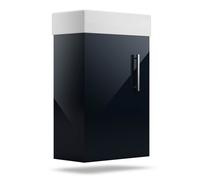 blumfeldt Johnstone Mueble de Baño con Lavabo - Negro Brillante, Cierre Suave, Lavamanos Cerámico, Resistente a la Humedad, Fácil de Instalar, Amplio Almacenamiento