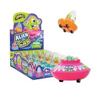 Johny Bee Alien Car™ Mini Caramelos Tutti Frutti, Coche Platillo Volante con Ruedas, Colores Surtidos, 12 Unidades