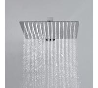 JOHO 12 Pulgadas Rociador para Ducha de Alta Presión, Cuadrado 30cm Cabezal de Ducha Lluvia de Acero Inoxidable Alcachofa Ducha con ducha boquillas antical, G1/2'', Cromo