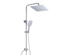 JOHO 304 Conjunto de Ducha sin Grifo Acero Inoxidable con Ducha Fija y Ducha de Mano con Cabezal de Ducha Cuadrada de Lluvia 25x25cm