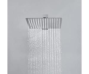 JOHO 8 Pulgadas Rociador para Ducha de Alta Presión, Cuadrado Cabezal de Ducha Lluvia de Acero Inoxidable Alcachofa Ducha con ducha boquillas antical, G1/2'', 20x20cm Cromo