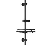 JOHO Barra de Ducha de Acero Inoxidable, Columna Ducha Sin Grifo con Soporte de Alcachofa y Soportes de pared Ajustable Adaptarse a los orificios existentes, Estante, 70 cm Negro