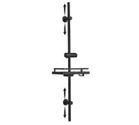 JOHO Barra de Ducha de Acero Inoxidable, Columna Ducha Sin Grifo con Soporte de Alcachofa y Soportes de pared Ajustable Adaptarse a los orificios existentes, Estante, 100 cm Negro