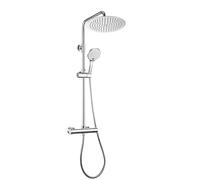JOHO Columna de Ducha con Rubinetto Termostatico Columna Ducha Monomando Set de Ducha con Grifo Barra Altura Ajustable Acero Inoxidable Columna Cromo y Alcachofa Baño Cabezal Ducha Iluvia D25cm