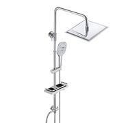 JOHO 304 Columna Ducha en Acero INOX sin Grifo Ducha Para Baños Columna de Hidromasaje Barra Ducha Altura Adjustable Conjunto ducha con Estante Ducha Cabezal Ducha Lluvia Grande 20x20cm