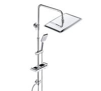JOHO Columna de ducha sin Grifo ajustable en altura 74-114 cm con estante de ducha, sistema de ducha cromado con cabezal de ducha 35x25 cm