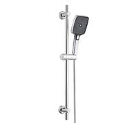 JOHO Columna de ducha sin mezclador, barra de ducha de acero inoxidable de 70 cm con soporte de alcachofa ajustable, barra de ducha adaptable a los orificios existentes con alcachofa 3 Geti, cromado