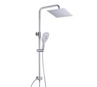 JOHO Columna Ducha sin Grifo Bañera Columna de Hidromasaje de Altura Adjustable Sin Thermostato Monomando Barra Ducha Acero Inoxidable con Alcachofa Mano Cabezal Ducha Lluvia 20x20cm