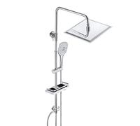 JOHO Columna Ducha sin Grifo Columna de Hidromasaje Cabina Ducha Set Ducha Acero Inoxidable 304 con Estante Barra Altura Ajustable con Lluvia Grande y Ducha Mano 25x25cm