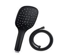JOHO Ducha de mano con 3 modos de chorro, cabezal de ducha cuadrado de ABS, alcachofa de ducha con manguera de PVC de 150 cm negro