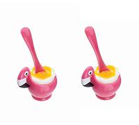 Joie Juego de huevera y cuchara de flamenco, 2 piezas, soporte de desayuno de plástico ABS sin BPA, divertido diseño rosa profundo