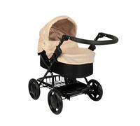 Joie Junior Cherish Cochecito para muñecas | Piedra y negro, asa y capucha ajustables, diseño plegable plano, incluye bolsa para pañales a juego, delantal extraíble y almacenamiento debajo del asiento