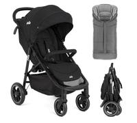 Joie Litetrax Set de Carrito Bebé con Saco Térmico | Silla de Paseo Ligera y Compacta con Suspensión Flex - Plegable con una Mano - Capota UV 50+ - Ruedas Antipinchazos - Shale