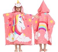 Joiedomi Poncho de baño Infantil 61 x 61 cm, Unicornio Rosa, Microfibra, Albornoz