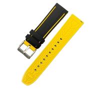 Joielavie Correa de goma para reloj, 20-24 mm, resistente al agua, correa de goma para hombre, accesorio de repuesto para reloj, Amarillo negro, 22 mm
