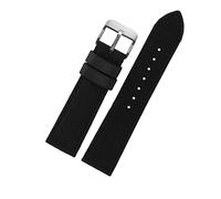 Joielavie Correa de reloj acolchada duradera de lona de nailon, correa de forro de cuero cómoda, accesorio de repuesto para reloj de pulsera de 18-24 mm, Alfiler negro plateado, 23 mm