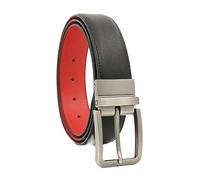 Joielavie Hombres 3.3 cm Cuero Universal Cinturón Casual Cinturón de cuero reversible Cinturón, negro rojo, 110 cm