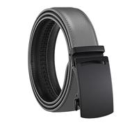 Joielavie Hombres 3.5 cm Cuero Clásico Cinturón Negocio Correa de conexión de metal ajustable Cinturón, Gris, 130 cm