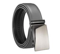 Joielavie Mens 3.5 cm Leather Adjustable Belt Business Jeans Belt, Grey, 110 cm
