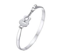 Joielavie - Pulsera de acero inoxidable pulido con forma de guitarra, color plateado