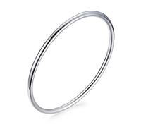 Joielavie - Pulsera de junco chapada en pulido liso y elegante, acero inoxidable, fantasía, regalo para mujer, plata, One Size, Acero inoxidable