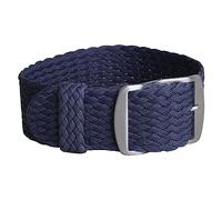 Joielavie Reemplazo de correa de reloj de pulsera tejida de tela Correa de reloj de nylon de 14-22 mm, Azul profundo-plata, 14 mm