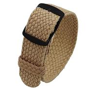 Joielavie Reemplazo de correa de reloj de pulsera tejida de tela Correa de reloj de nylon de 14-22 mm, Beige-Negro, 18 mm
