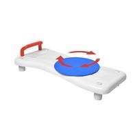 JOIEYOU Asiento de bañera para personas mayores, tabla de bañera para sentarse 75 x 34 cm, ajustable de 41 a 63 cm, para bañeras, tablero blanco, plástico PP, mango rojo + plato giratorio, hasta 150