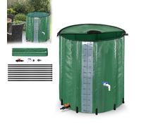 JOIEYOU Regenton, 750 litros, colector de lluvia plegable con válvula de drenaje, grifo y cuenco de agua, depósito de agua para jardín, verde