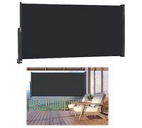 JOIEYOU Toldo lateral extensible, protección visual, protección solar, estor lateral, con asa, para terraza, jardín, balcón (140 x 300 cm, antracita)